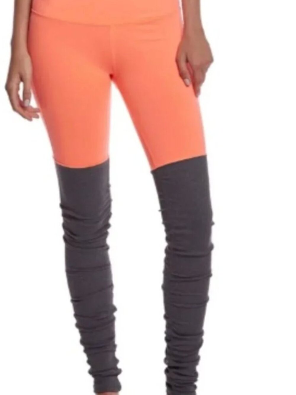 ALO Yoga Goddess Coral and Grey/Gray Two-Tone Leggings women’s medium